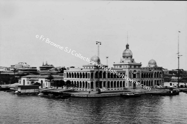 BUILDINGS VIEWED FROM SHIP ON SUEZ CANAL